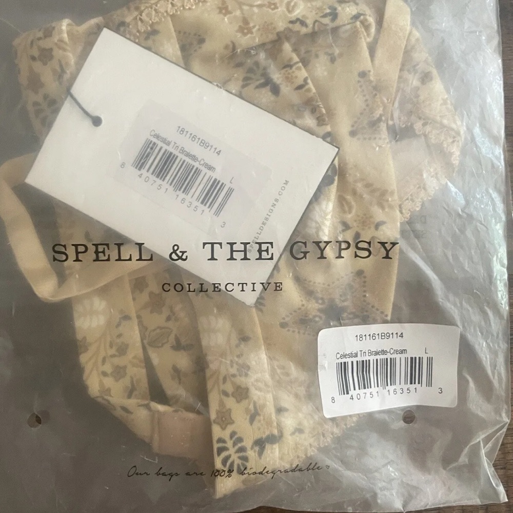 Spell Celestial NWT Tri bralette and NWOT bloomers in cream